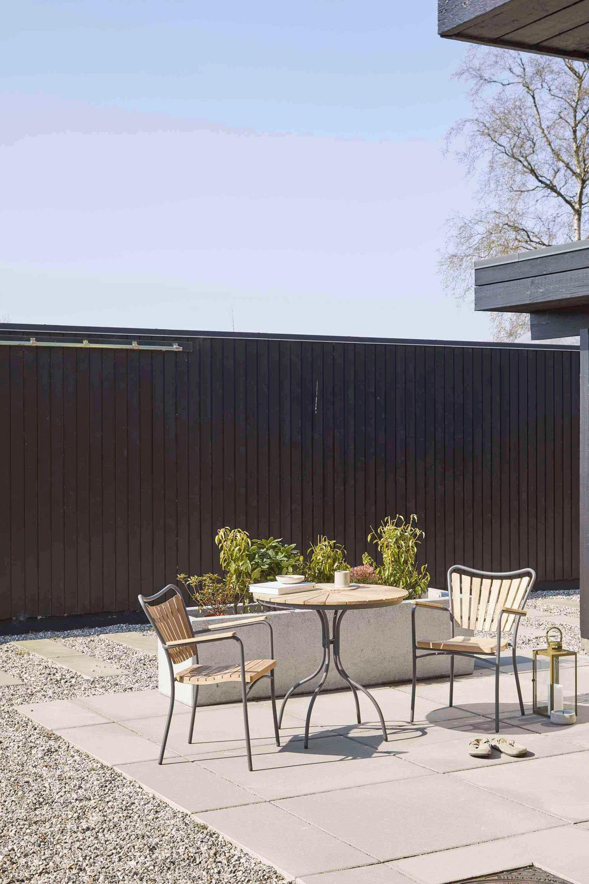 Gartentisch Ellen Teakholz ⌀ 80 cm - Anthrazit/Teakfarben, KONVENTIONELL, Holz/Metall (80/80/74cm) - Gardenson