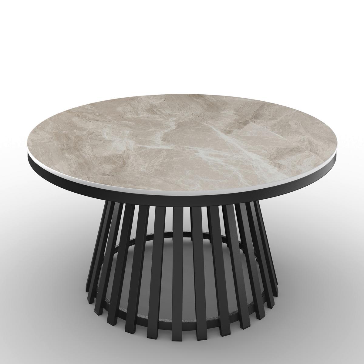 KONFERENČNÍ STOLEK PELA - šedá/černá, Moderní, kov/kompozitní dřevo (90/90/45cm) - Bessagi Home