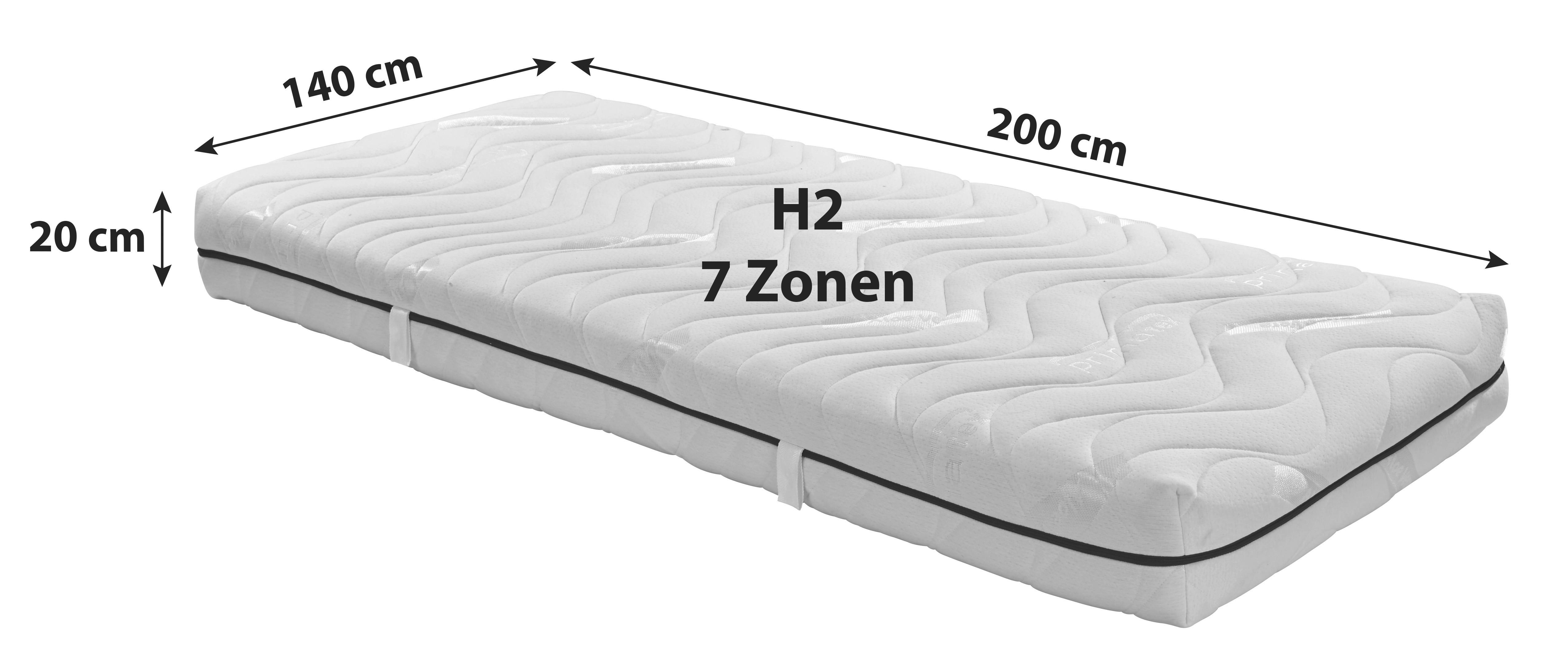 Komfortschaummatratze Comfort 140x200 cm H2 H: 20 cm - Weiß, MODERN, Textil (140/200cm) - Primatex