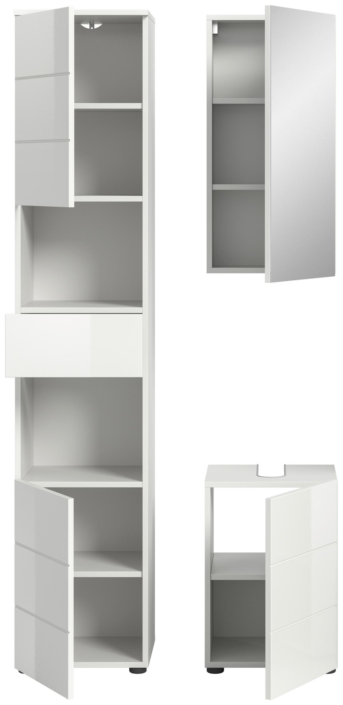 Badezimmer Vira Weiß B: 76 Cm - Weiß Hochglanz/Schwarz, MODERN, Holzwerkstoff (76cm) - MID.YOU