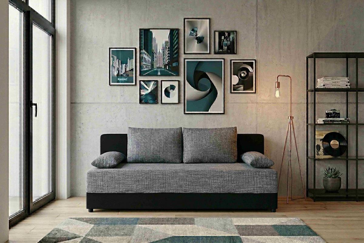 2-sitzer-sofa Lucy Mit Schlaffunktion Grau/schwarz - Schwarz/Grau, Design, Holzwerkstoff/Textil (200/90/103cm) - P & B