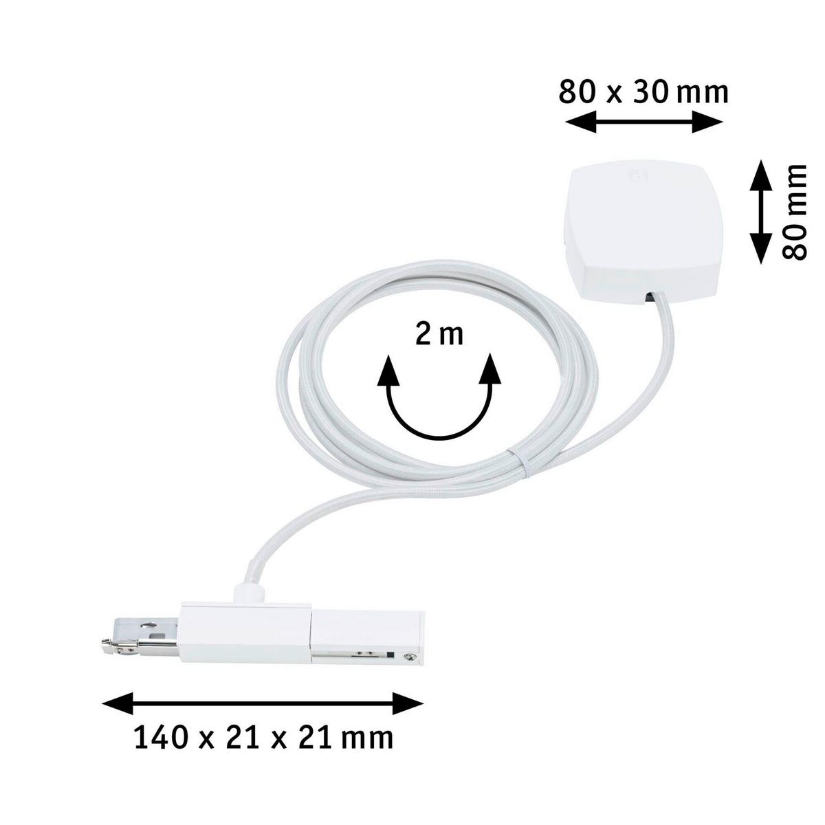Schinensystem-Einspeiser 95645 Urail Einspeisung Sw - Weiß, Basics, Metall (16,5/200cm) - Paulmann
