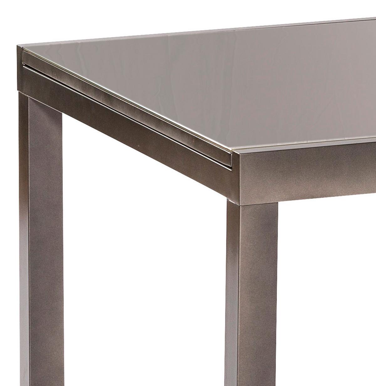 Gartentisch ausziehbar Semi Metall/Glas L: 150-220 cm - Graphitfarben/Grau, KONVENTIONELL, Glas/Metall (150-220/90/75cm) - Gardenson