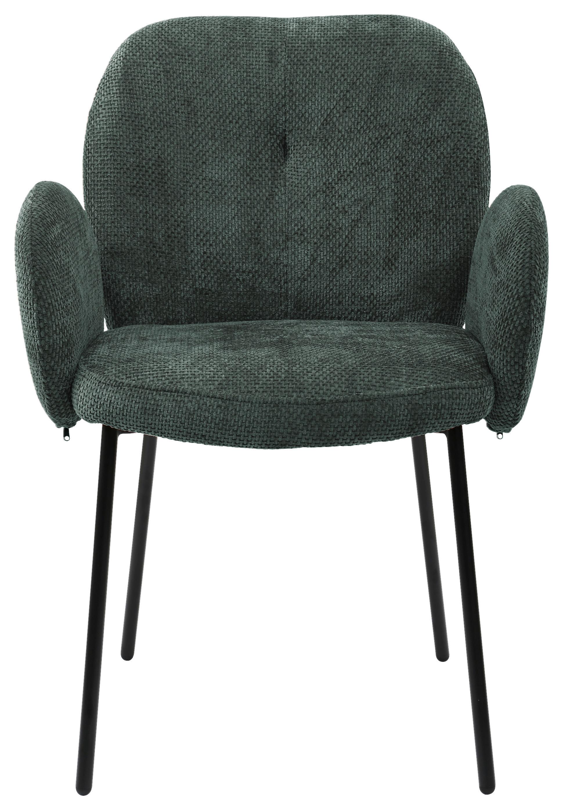 Židle s područkami Mara, zelená - černá/zelená, Lifestyle, kov/dřevo (60/87/64cm) - Mömax