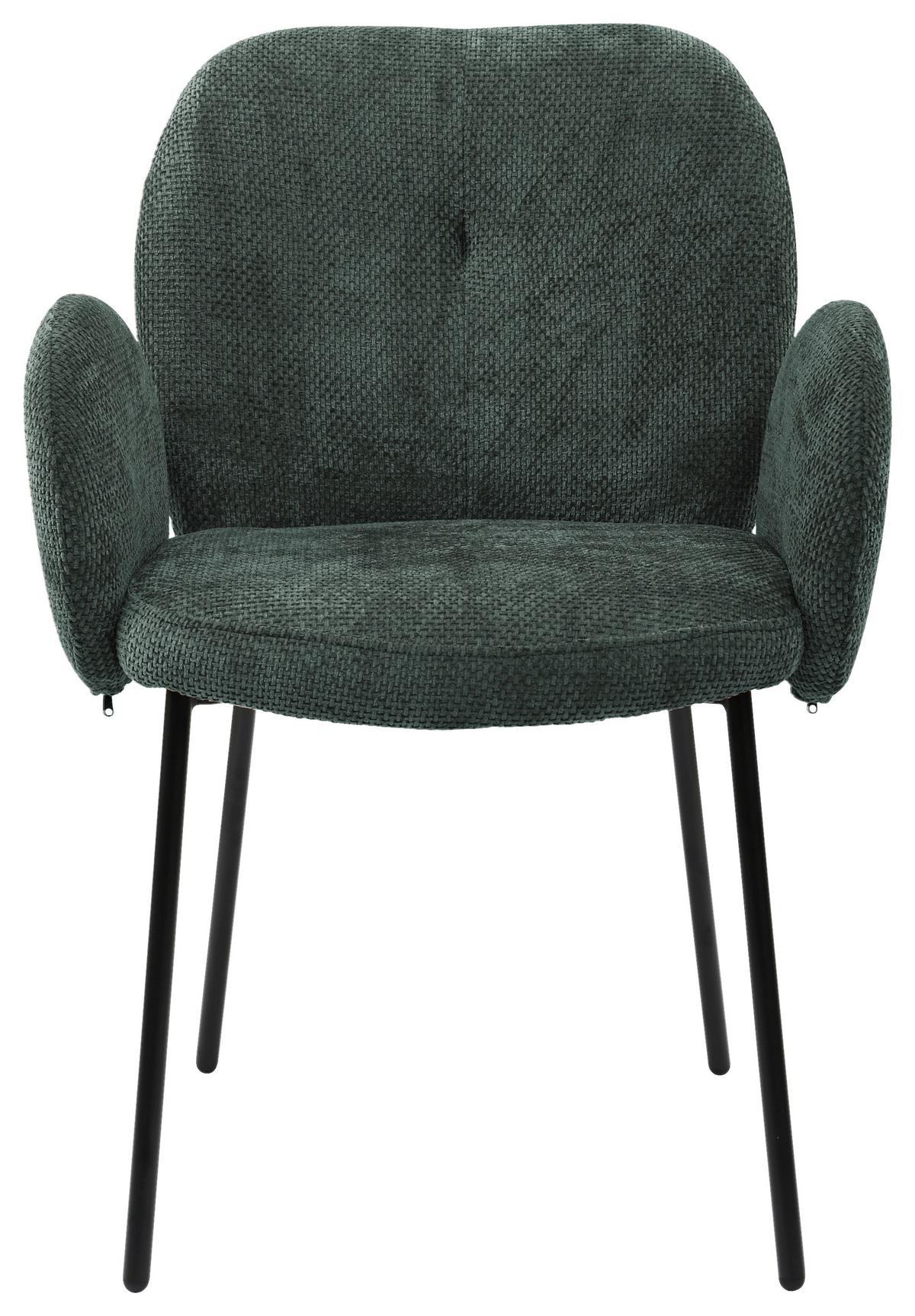 Židle s podroučkami MARA zelená - černá/zelená, Lifestyle, kov/dřevo (60/87/64cm) - Mömax