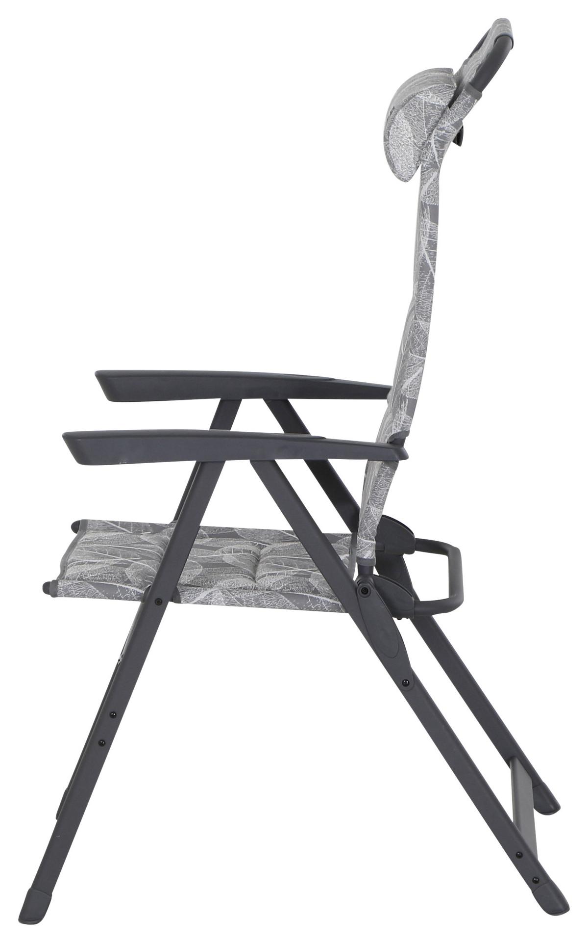 Campingsessel Klappbar Mit Armlehnen + Kopfpolster - Anthrazit/Grau, KONVENTIONELL, Textil/Metall (61/121/68cm) - Siena Garden