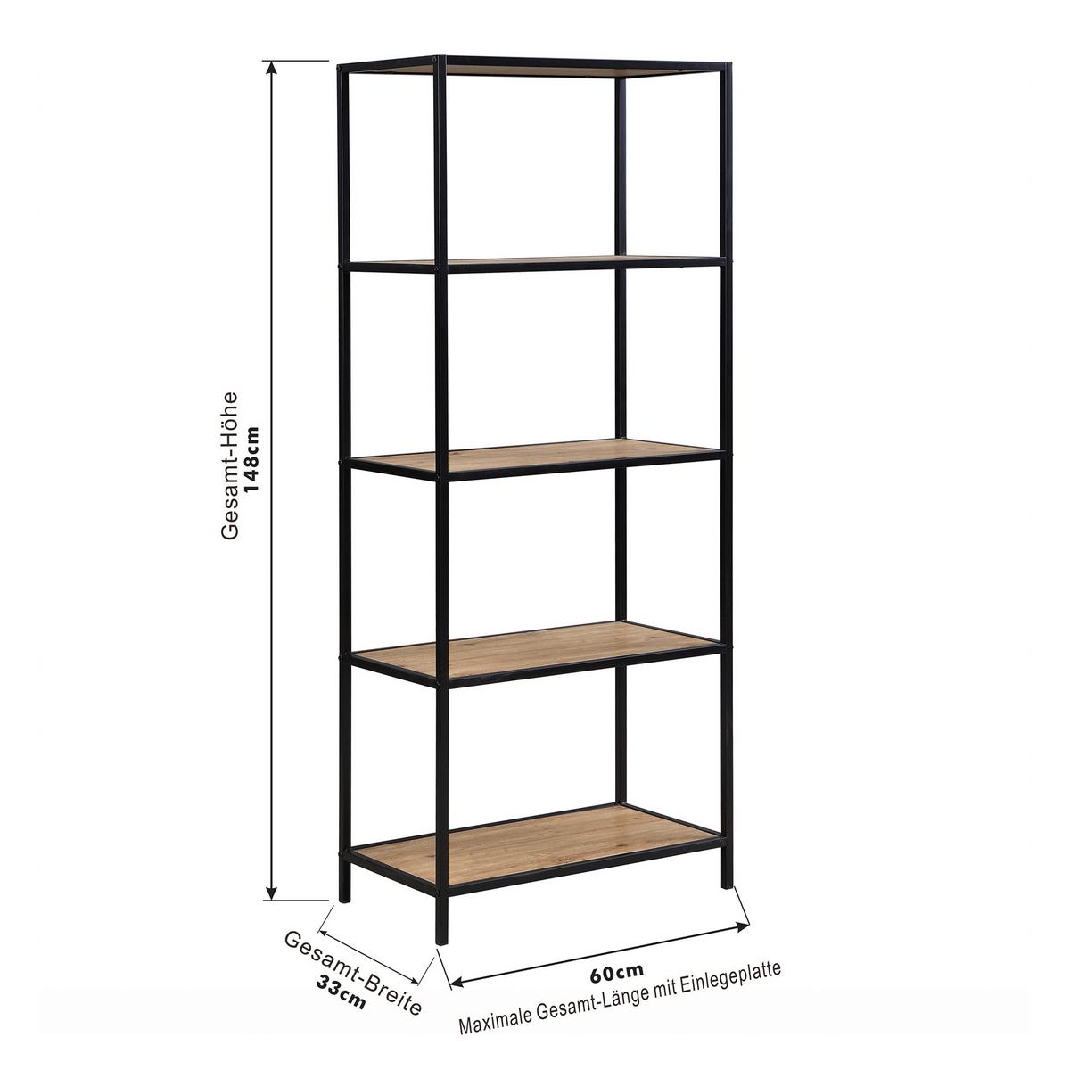REGAL VENEDIG - Schwarz/Eiche Artisan, MODERN, Holzwerkstoff/Metall (60/149/33cm)