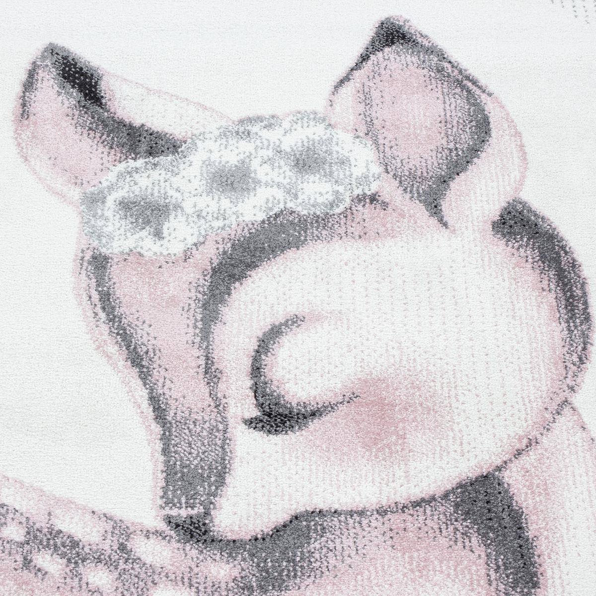 Kinderteppich Rehkitz Pink Bambi 160x230 cm - Hellrosa/Hellgrau, Trend, Textil (160/230cm)
