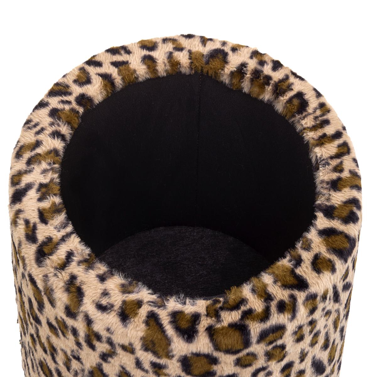 Leopardia taburetka LEO, hnedá/béžová umelá kožušina - hnedá/čierna, Lifestyle, kompozitné drevo/textil (38/43/38cm) - Mömax