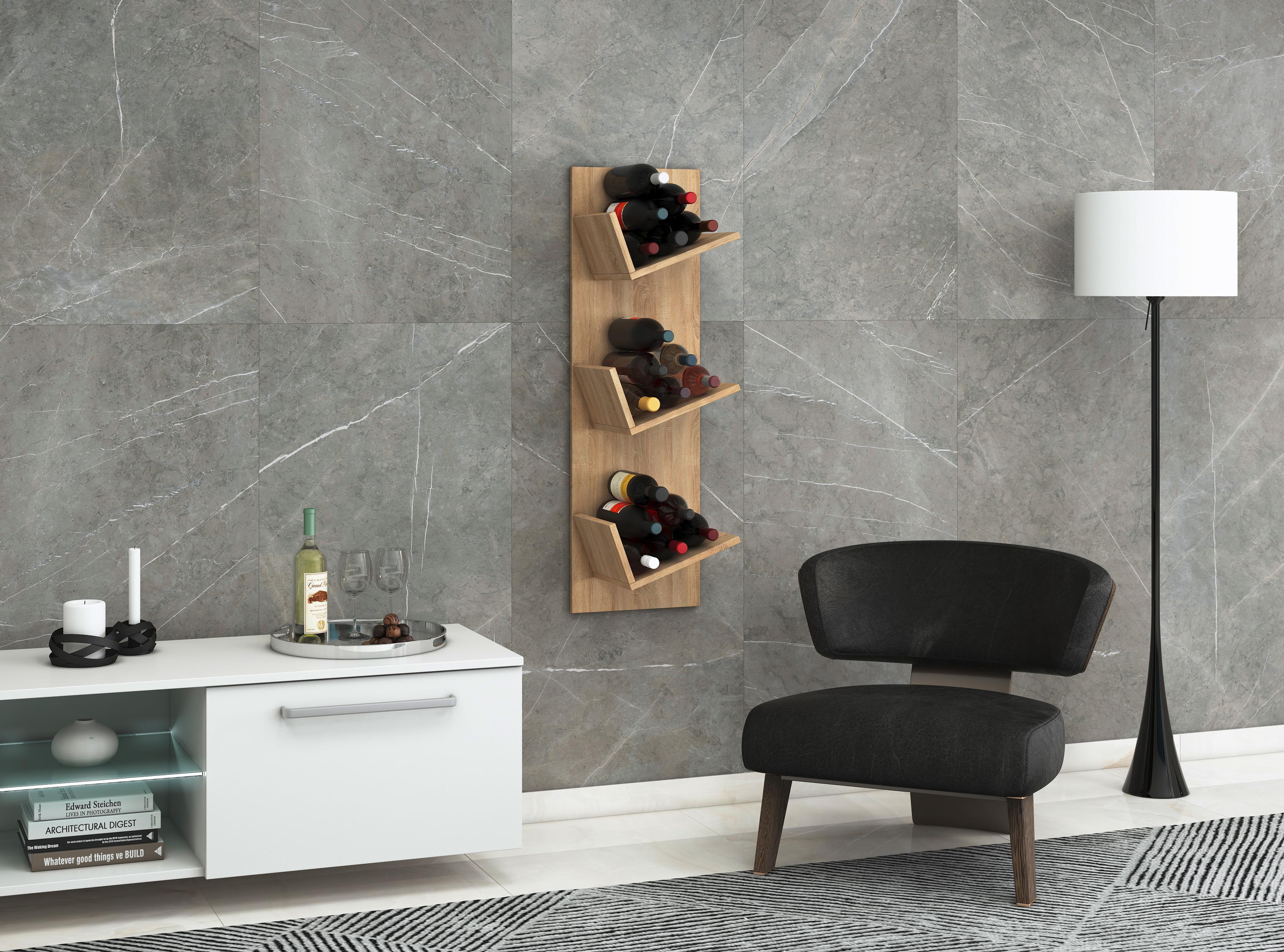 Weinregal Vinosi Eichefarben B: 33 cm - Eichefarben, Basics, Holzwerkstoff (33/106,5/25,6cm) - MID.YOU