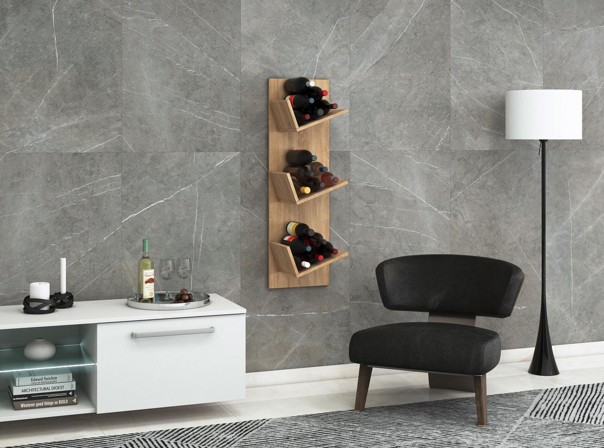 Weinregal Vinosi Eichefarben B: 33 cm - Eichefarben, Basics, Holzwerkstoff (33/106,5/25,6cm) - MID.YOU