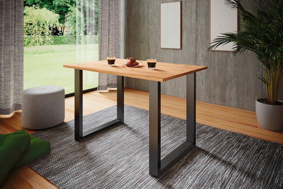 Schreibtisch Lona Eiche Dekor B: 140 cm - Honigeiche/Silberfarben, Design, Holzwerkstoff/Metall (140/76/50cm) - MID.YOU