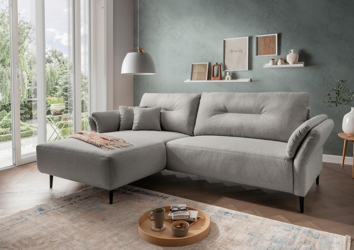 Ecksofa Piatelli Grau S: 269x172 cm - Schwarz/Grau, MODERN, Textil (269/172cm) - MID.YOU