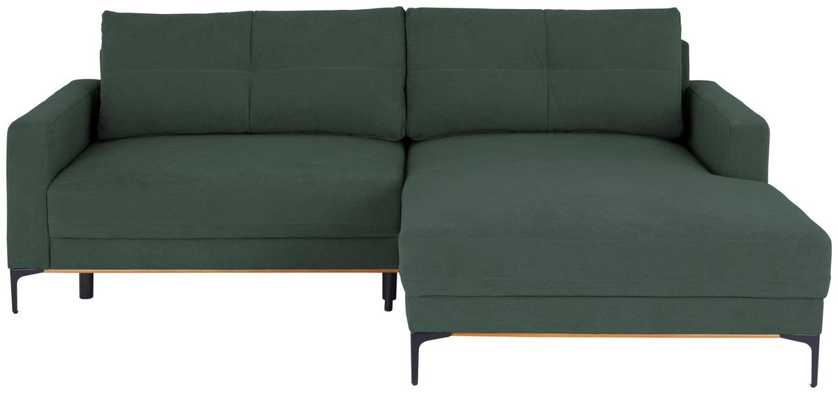 Ecksofa Bergamo - Waldgrün/Schwarz, MODERN, Textil (238/162cm) - Ondega