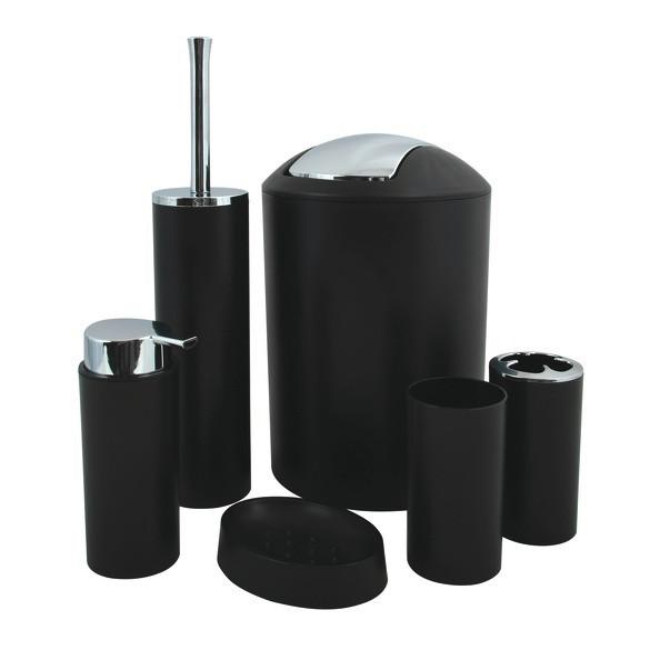 Bad Accessoire Set 6-Teilig Hannah, Schwarz - Schwarz, Basics, Kunststoff (19,7/19,7/29,8cm) - Spirella