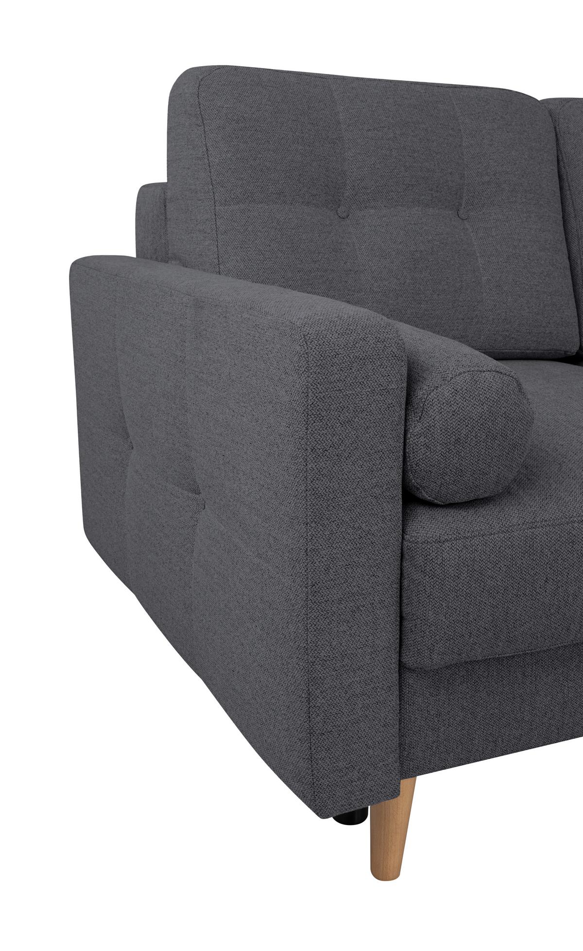 Ecksofa Noret Dunkelgrau S: 242x242 Cm - Dunkelgrau/Buchefarben, Design, Textil (242/242cm) - MID.YOU