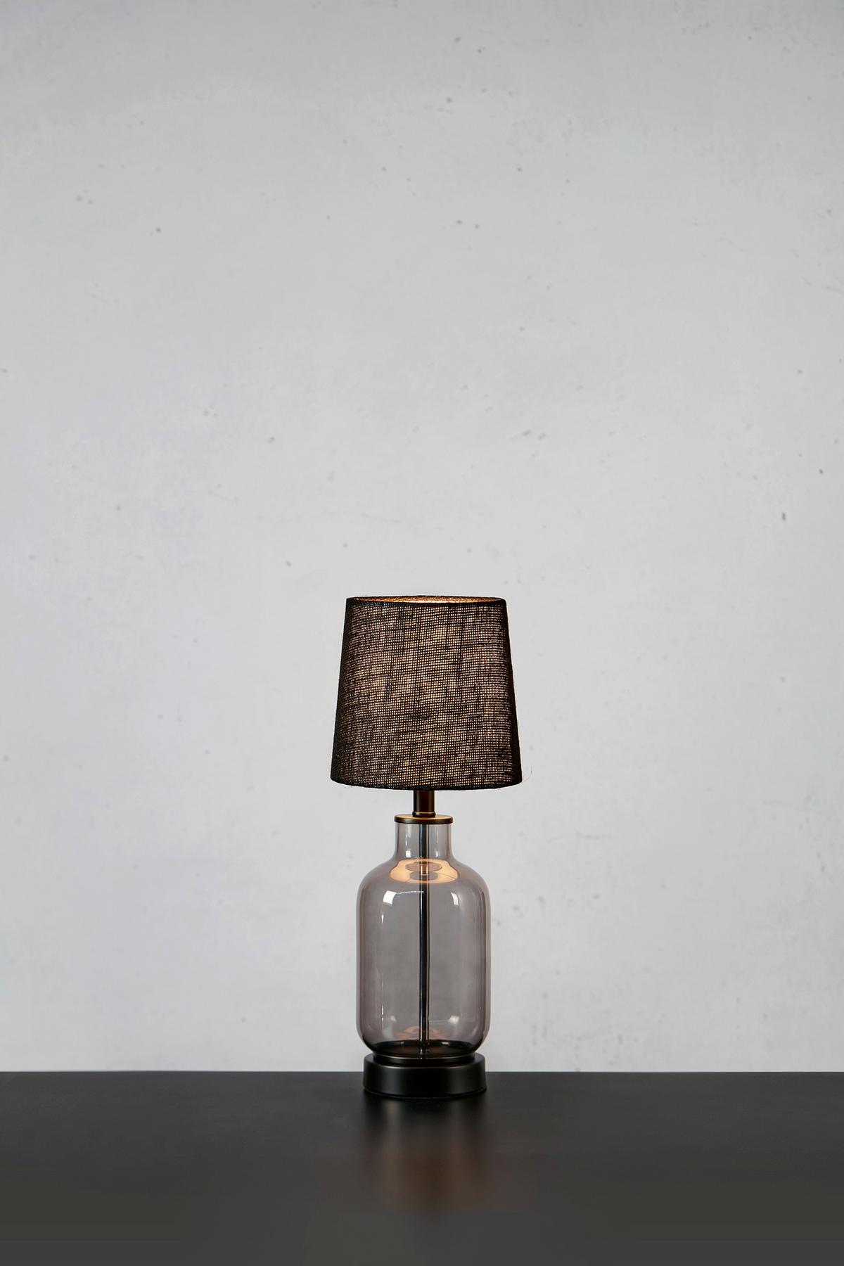 Tischleuchte Costero - Schwarz, Basics, Glas/Naturmaterialien (17/43cm) - Markslöjd