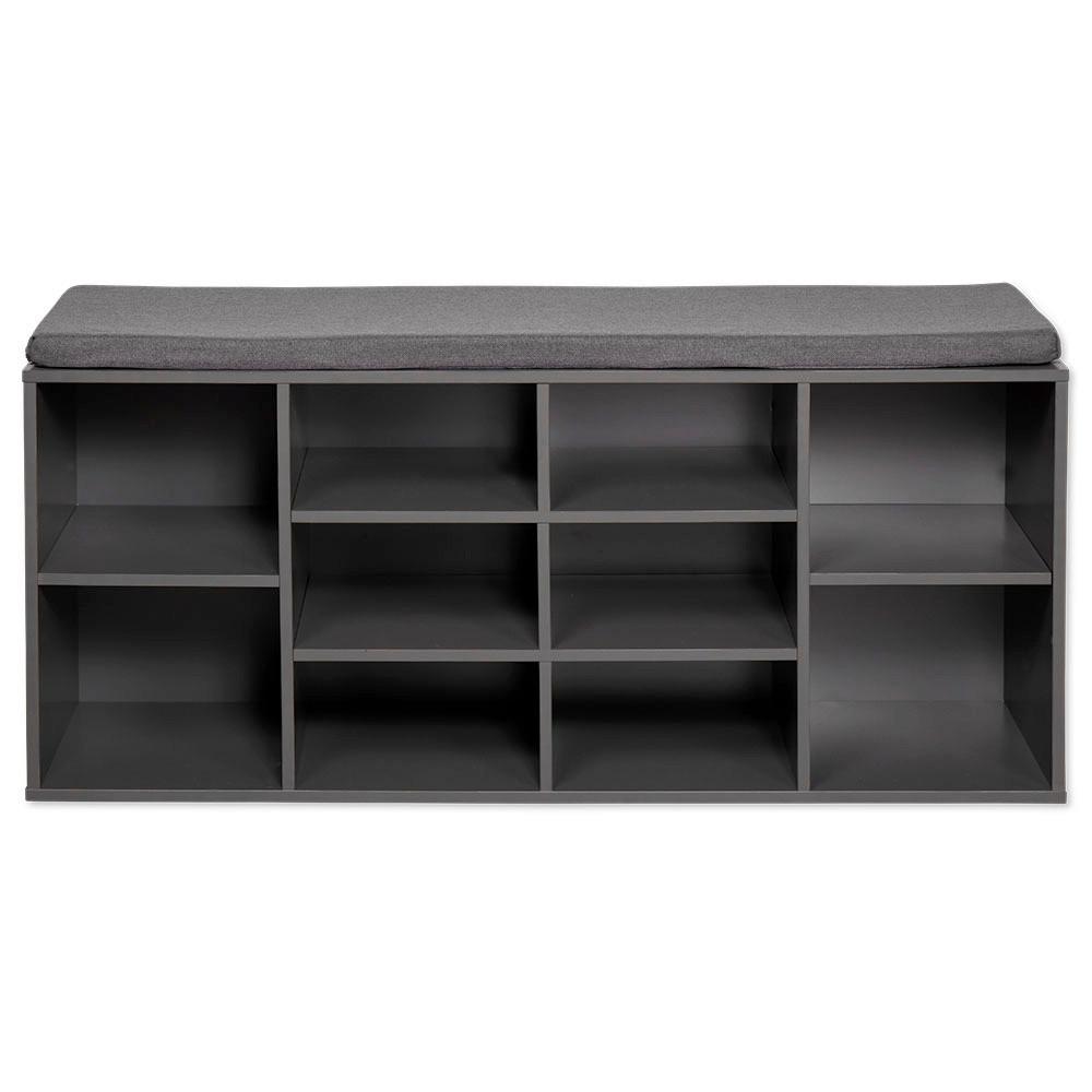 Schuhschrank Grau Holz mit Sitzkissen B: 103,5 cm - Grau, Basics, Holzwerkstoff (103,5/48/29,5cm) - Kesper