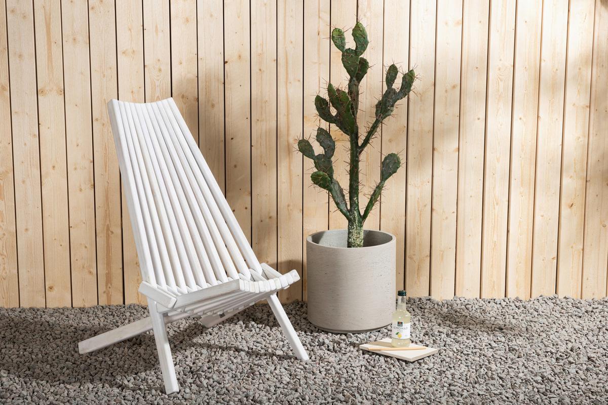Strandsessel Wetterfest Asta Holz - Weiß, KONVENTIONELL, Holz (57/79/73cm) - Gardenson