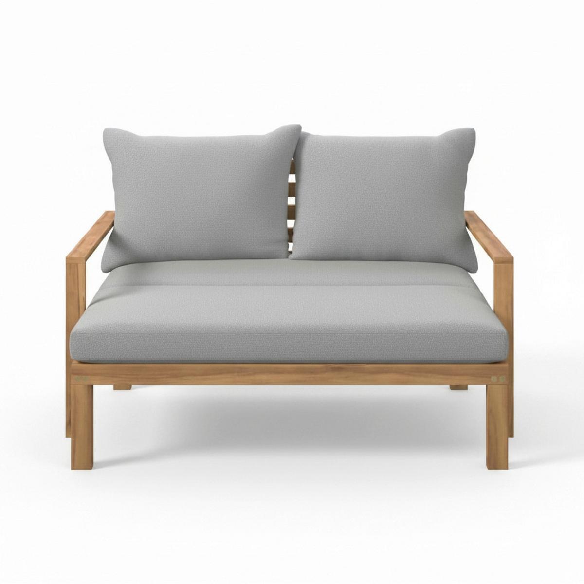 ZÁHRADNÁ POSTEĽ PIA - farba akácie/sivá, Modern, drevo/textil (130/74,5/80-140cm) - Bessagi Garden