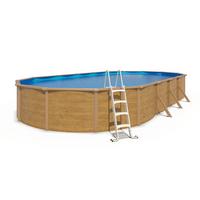 Pool Set Steely De Luxe Wood 3-teilig, Laufruhige Pumpe - Hellbraun/Hellblau, Basics, Metall (760/390/120cm)