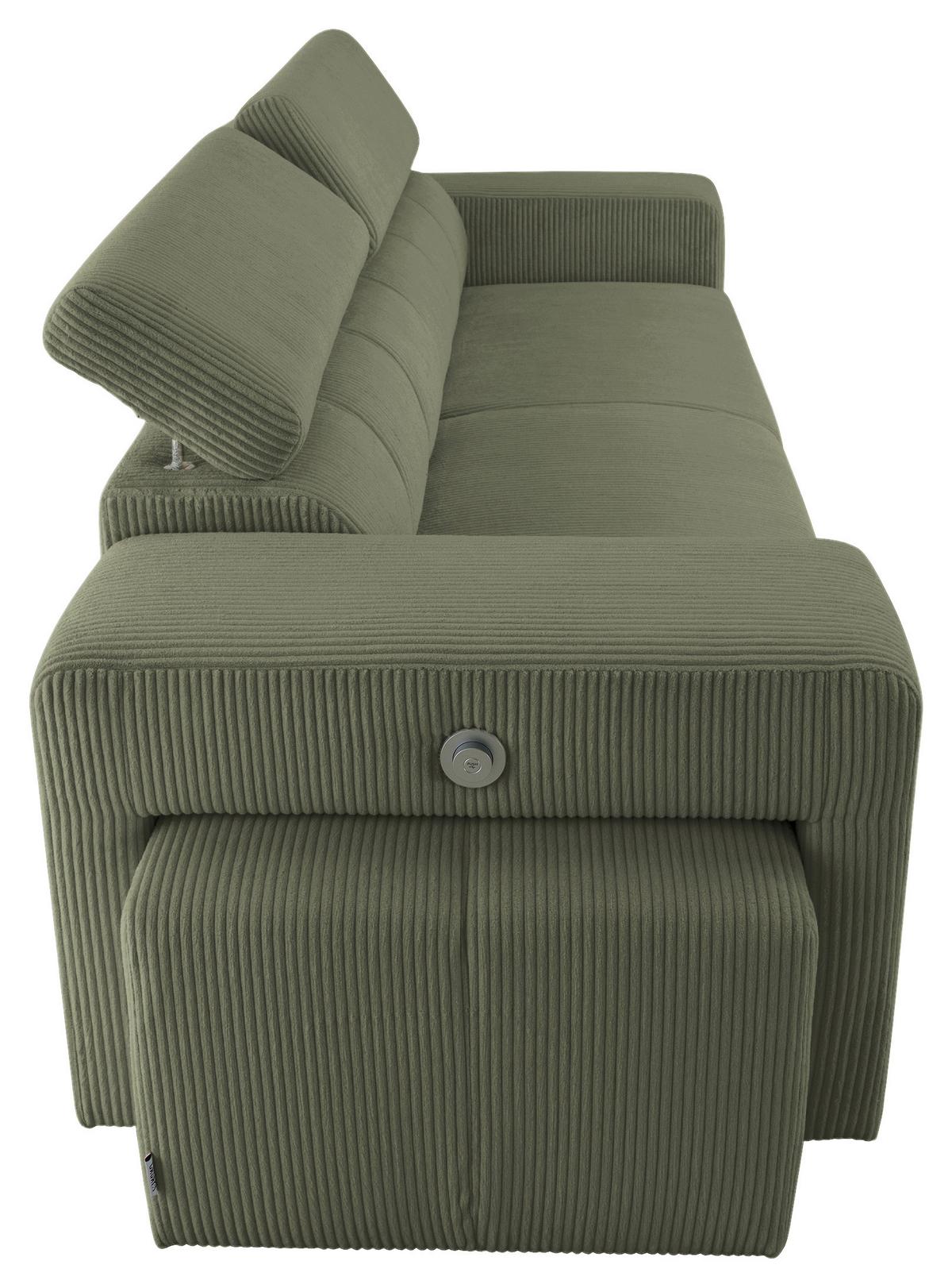 3-SitzerSofa m. Schlaffunktion Sirius S olivgrün, B: 251cm - Schwarz/Olivgrün, KONVENTIONELL, Holz/Holzwerkstoff (251/96/100cm)