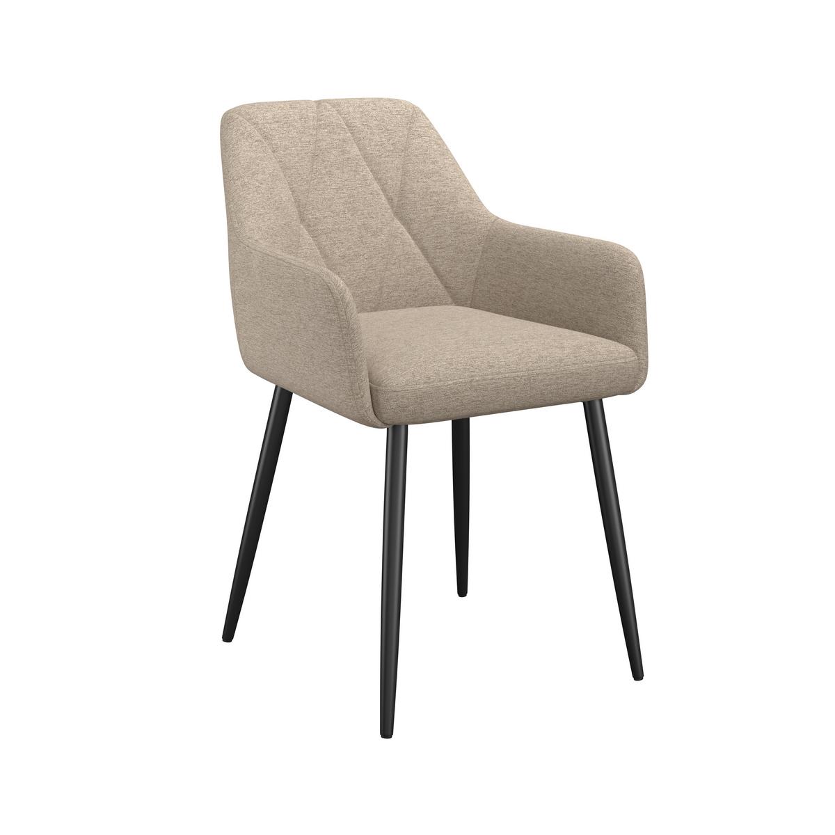 Armlehnstuhl Hardy Giga Webstoff beige, B: 57cm - Beige/Schwarz, MODERN, Textil/Metall (57/86/64cm)