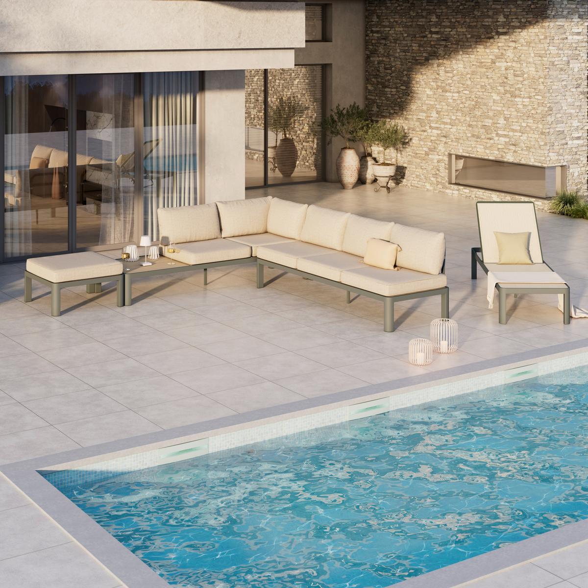 TERASOVÁ SEDACÍ SOUPRAVA NEW YORK - šedá/zelená, Moderní, kov/textil (300/70/222cm) - Mömax