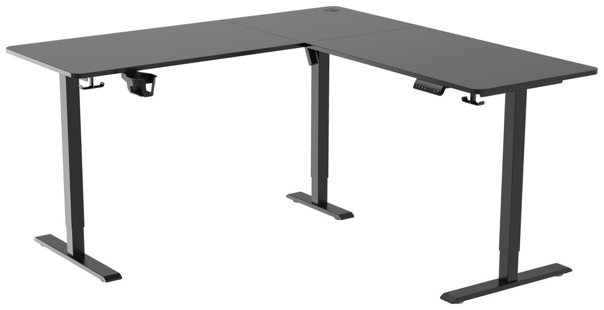 Eckschreibtisch Nimi Schwarz L: 160cm - Schwarz, MODERN, Holzwerkstoff/Kunststoff (160/160/72-117cm) - Livetastic