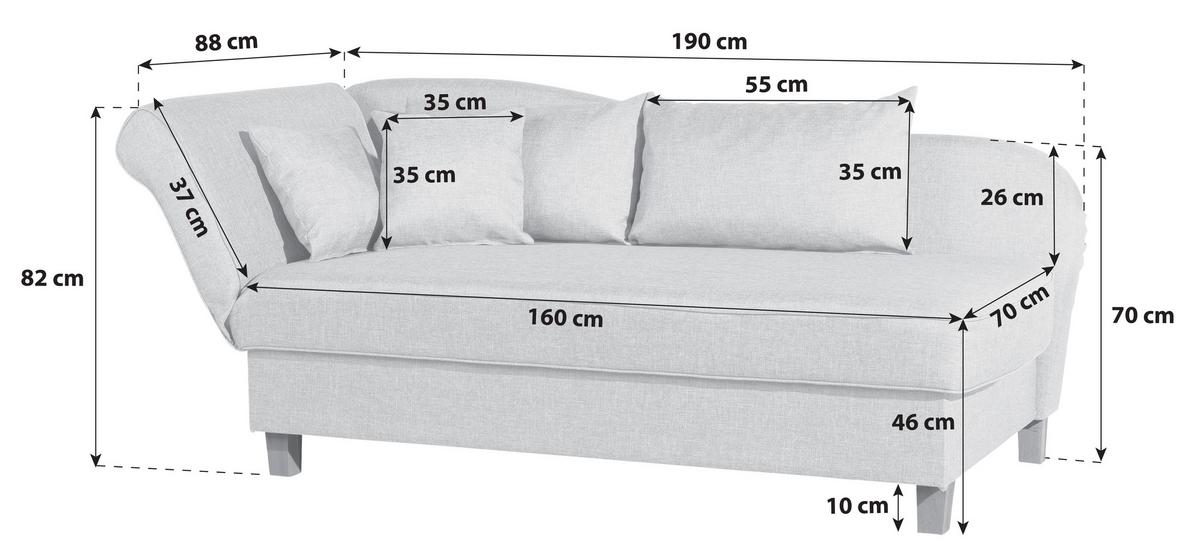 Récamiere Selma in Beige B: 190 cm - Beige/Buchefarben, Design, Textil (190/82/88cm) - Max Winzer