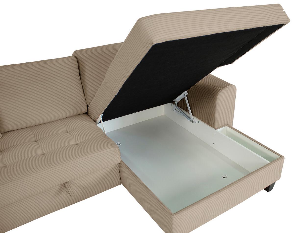 Ecksofa Moritz Graubraun  S: ca. 265x155 cm - Hellbraun, Trend, Textil (265/155cm)