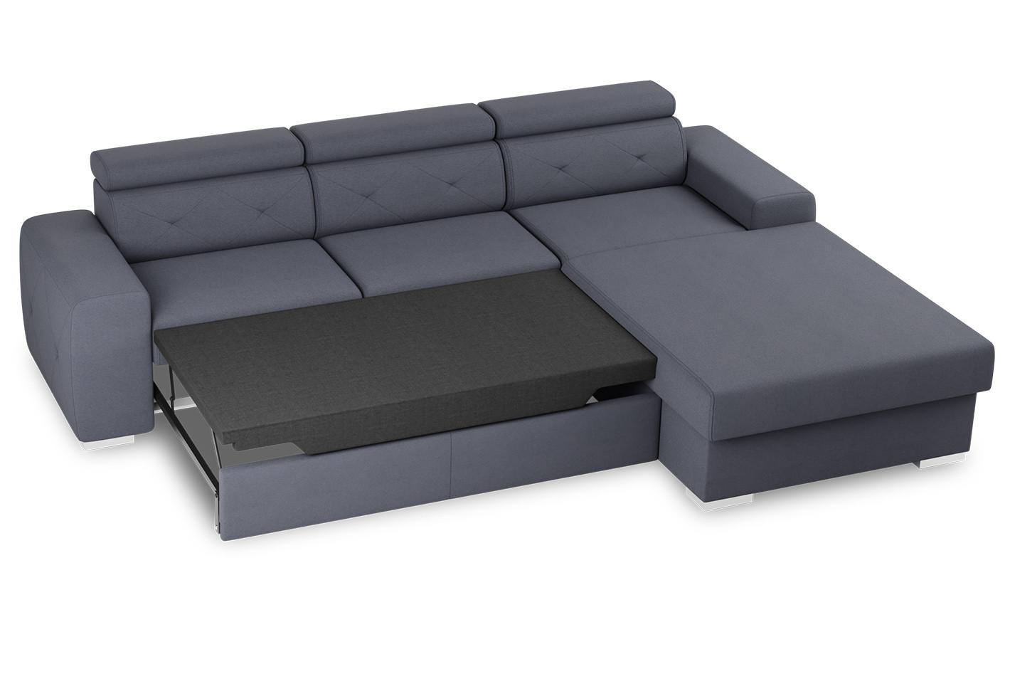 Ecksofa Mit Schlaffunktion Madison Blau/grau 296x195 Cm - Blau/Silberfarben, Design, Textil (296/195cm) - MID.YOU