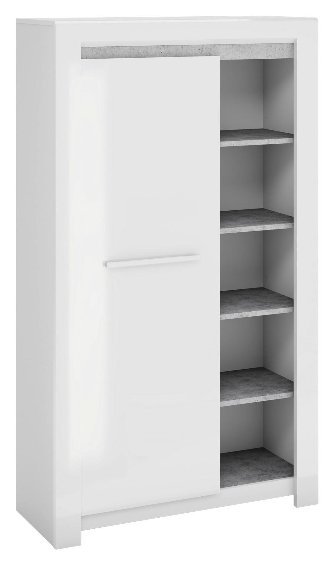 Regal mit Schrank Pegase 101 cm Grau/Weiß - Weiß/Grau, Basics, Holzwerkstoff (101/175/40cm) - MID.YOU