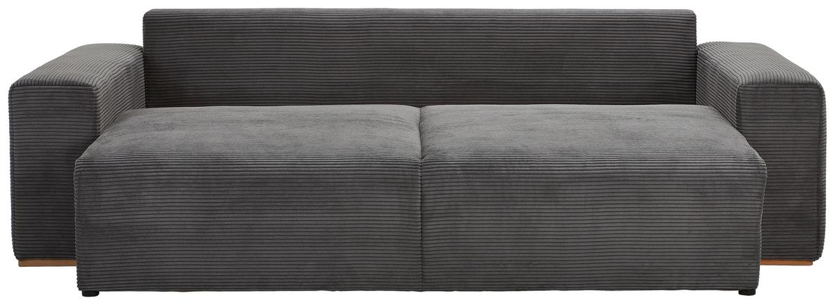 Schlafsofa Vouge Grau Bettkasten, B: 255 Cm - Buchefarben/Schwarz, KONVENTIONELL, Textil (255/86/123cm) - Livetastic