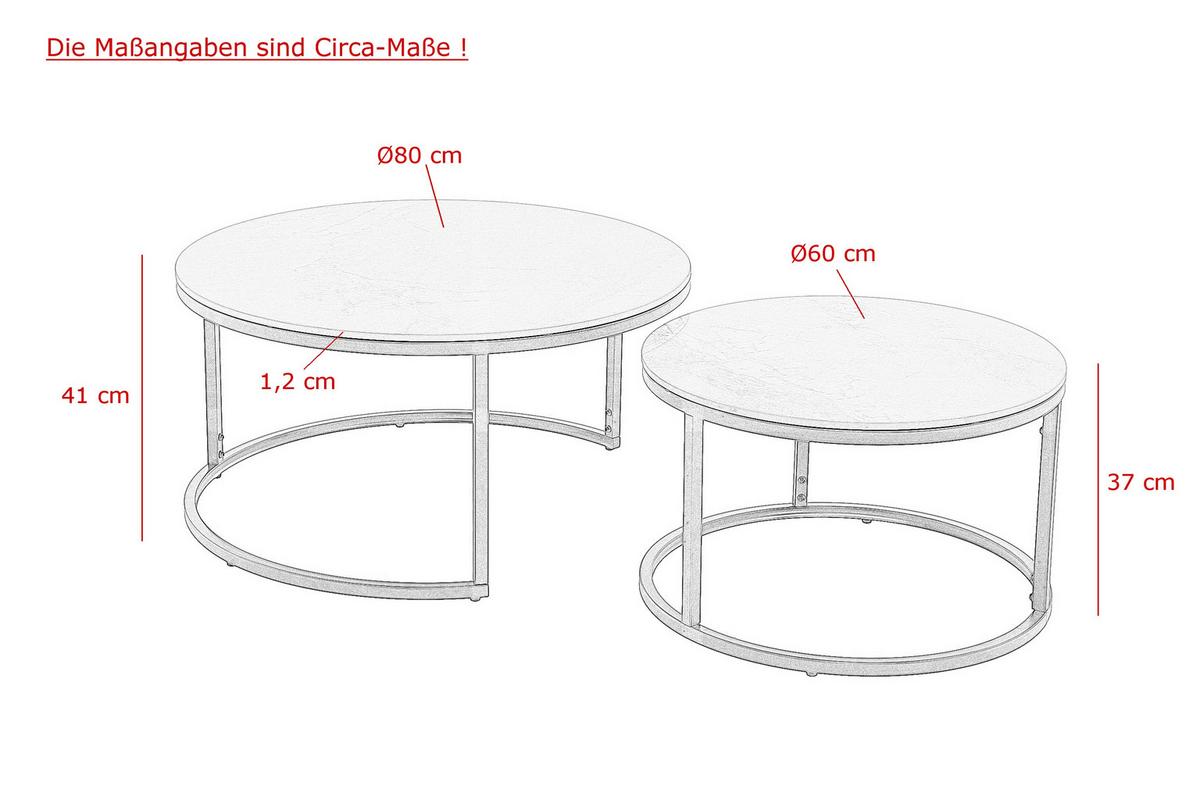 Couchtischset Luis Schwarz D: 80/60 Cm - Schwarz, Design, Stein/Metall (80/60/41/37cm) - Livetastic