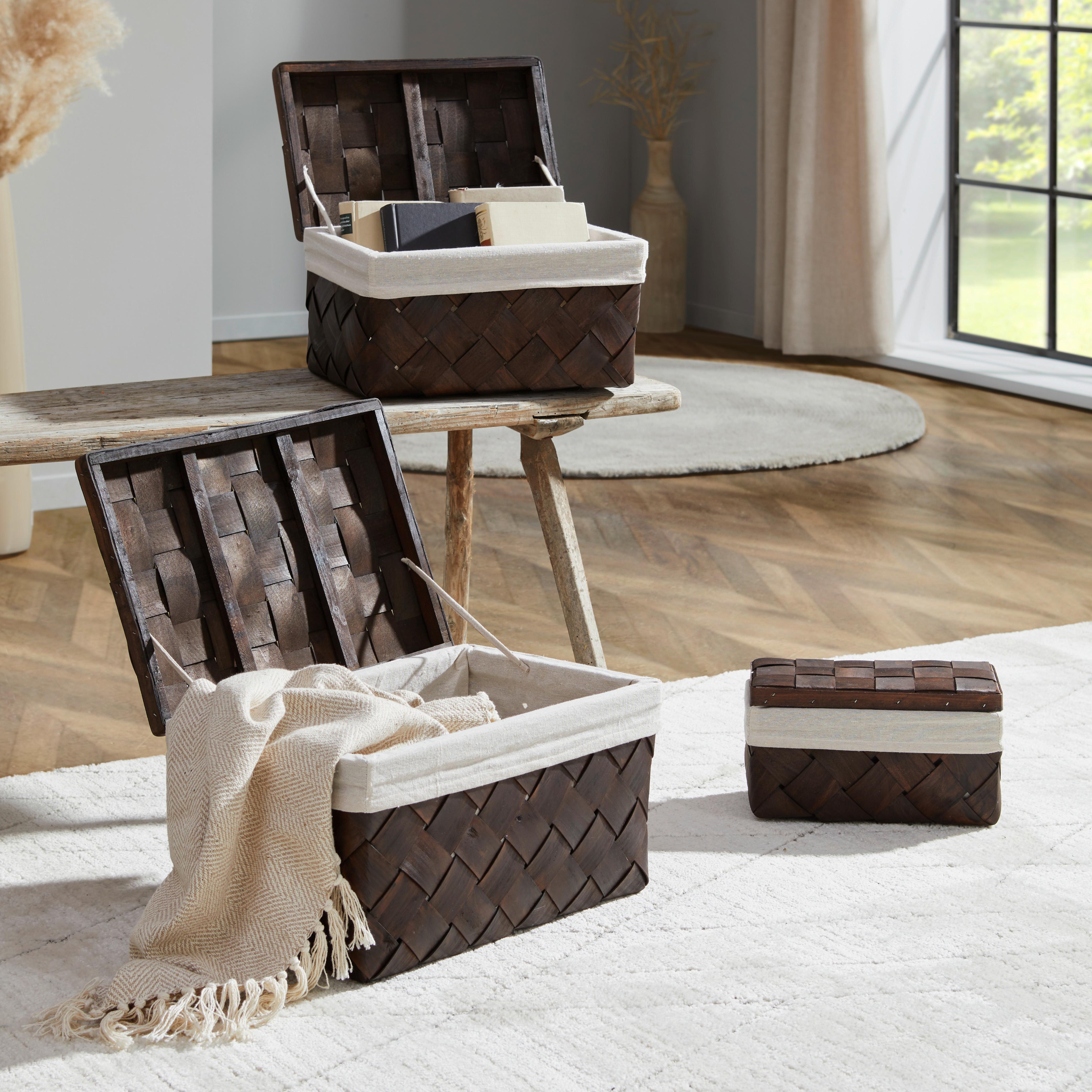 Korb Petra - S - Braun/Weiß, Basics, Holz/Textil (28/15/14cm) - Luca Bessoni