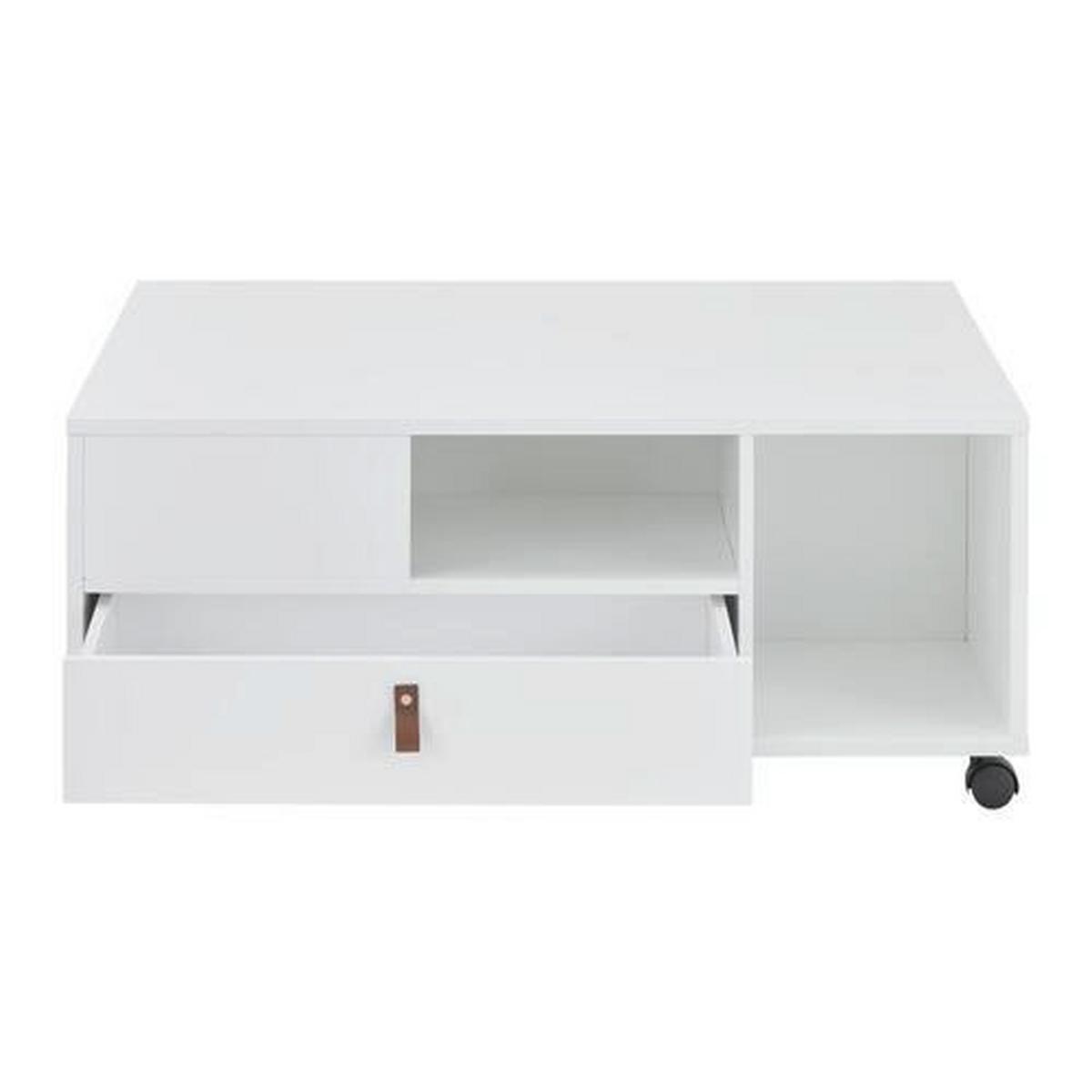 Konferenční stolek MICK - bílá/hnědá, Moderní, kompozitní dřevo/plast (74/88/35cm) - Modern Living
