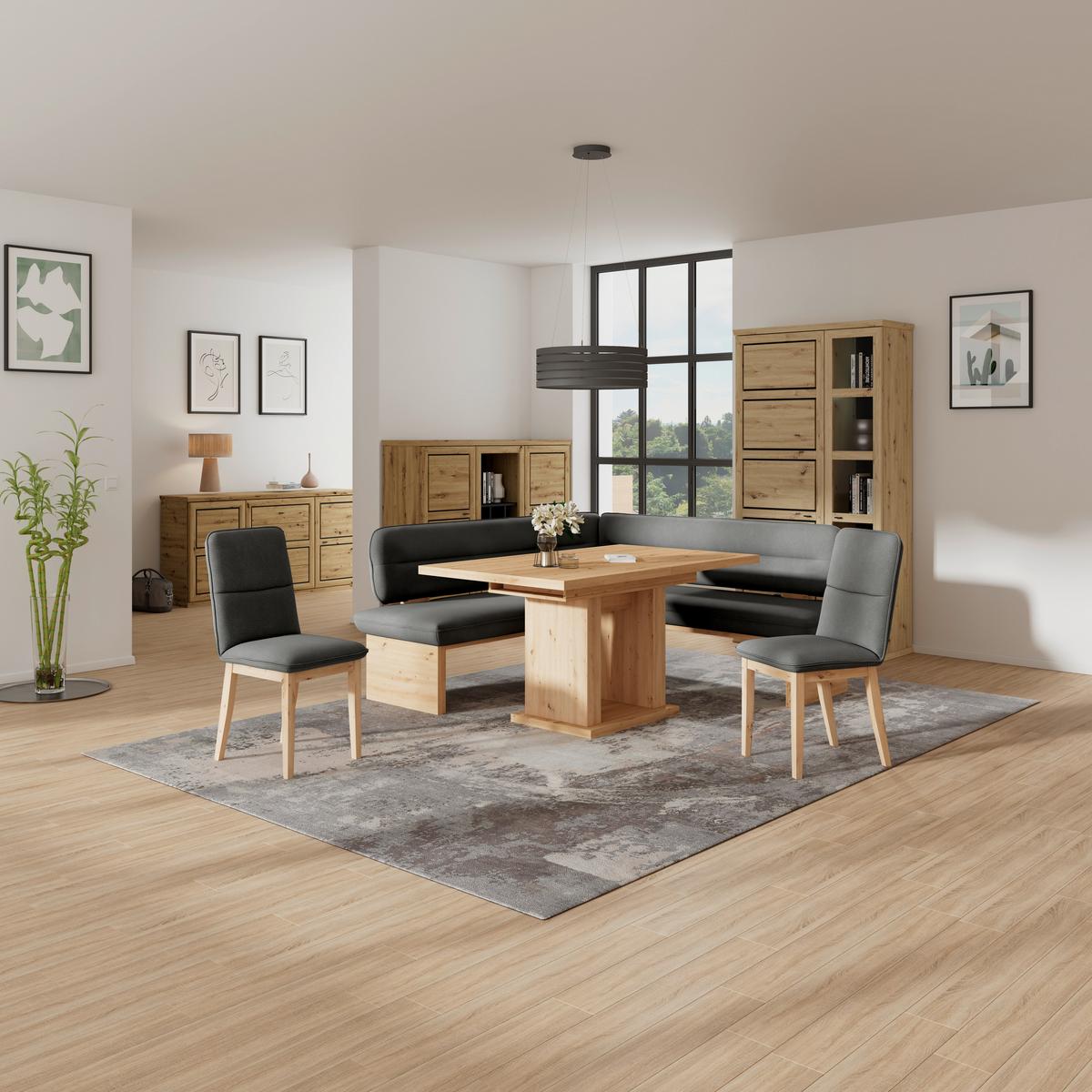 Eckbank Beluna Ii Webstoff Schwarz, B: 192 Cm - Eichefarben/Schwarz, KONVENTIONELL, Holz/Textil (192/170cm) - James Wood