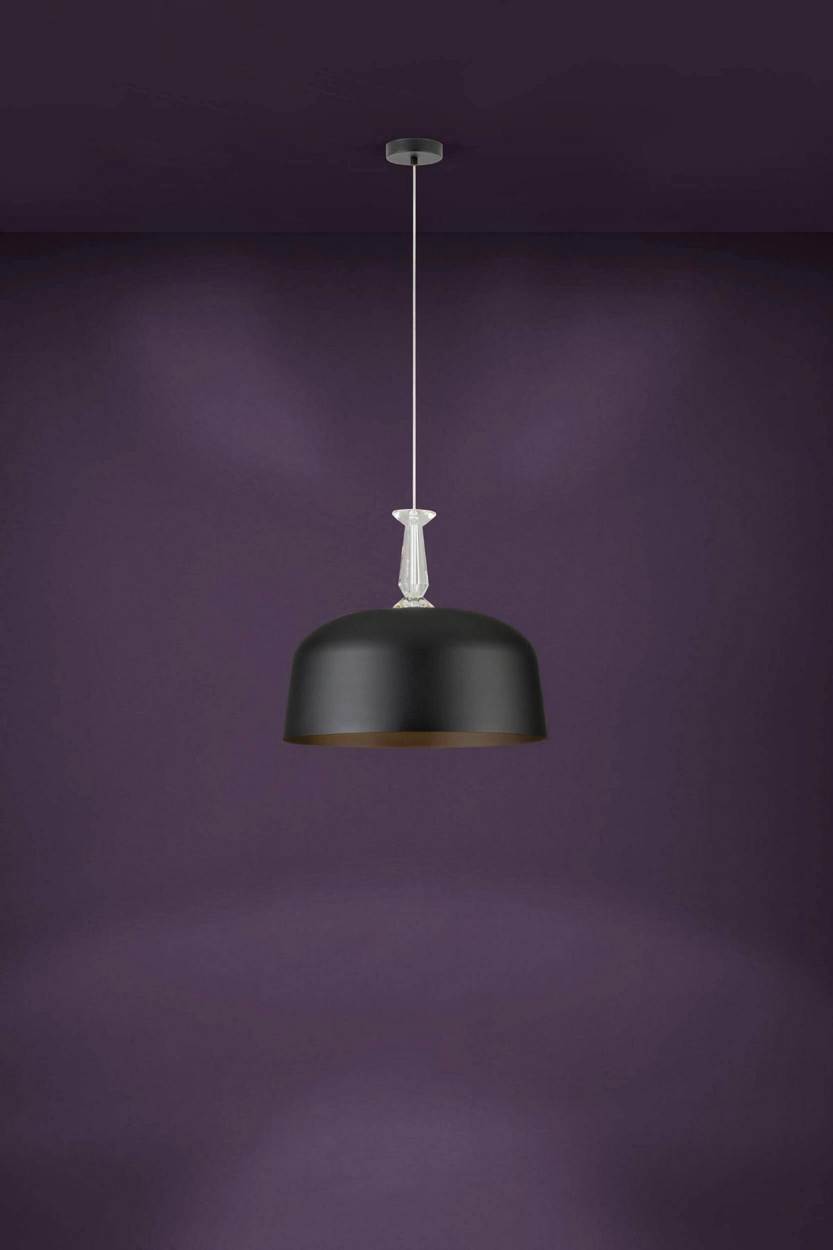 Hängeleuchte Monte Fuerte H: 110 cm 3-Flammig - Schwarz, KONVENTIONELL, Glas/Metall (48/110cm) - Eglo