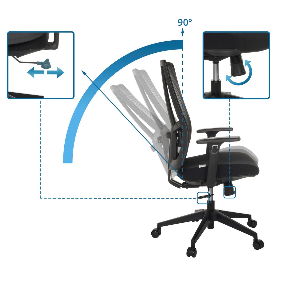 Drehstuhl Tramore Base Schwarz B: 67 Cm - Schwarz, MODERN, Kunststoff/Textil (67/108/60cm) - MID.YOU
