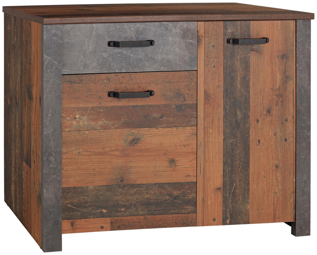 KOMODA ONTARIO - barvy dubu/černá, Moderní, kompozitní dřevo/plast (116,5/86/41,5cm) - Ondega