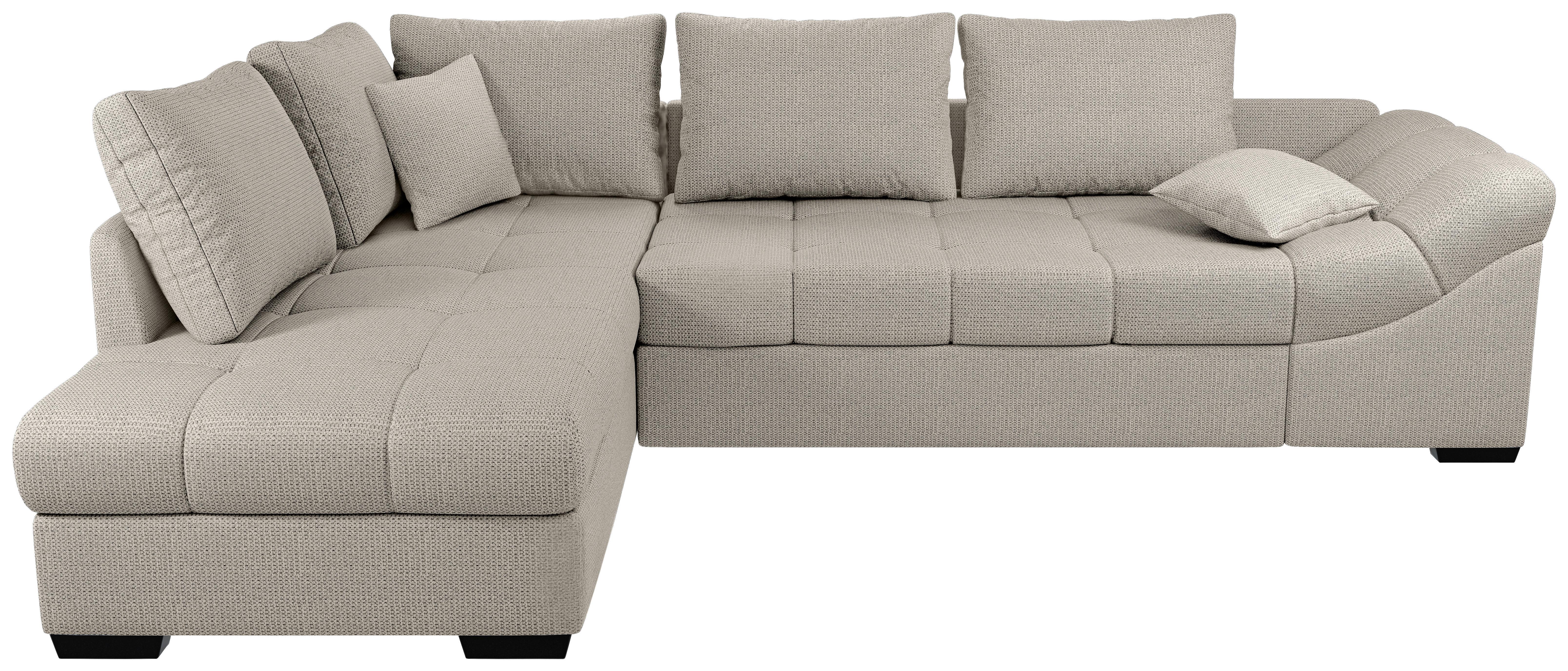 Eckschlafsofa Alvito Beige S: 202x298 Cm - Beige/Schwarz, MODERN, Textil (202/298cm) - MID.YOU
