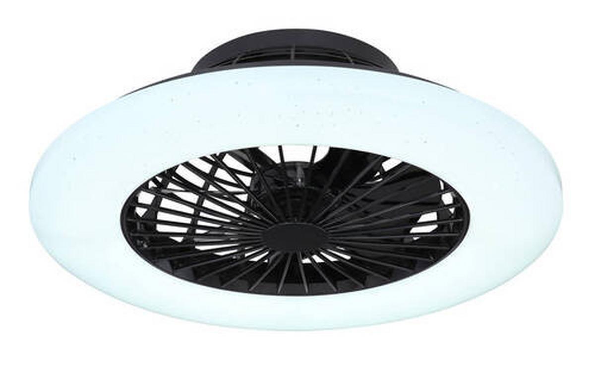 Deckenventilator Opal/schwarz Led-Leuchte Fernbedienung - Opal/Schwarz, Basics, Kunststoff/Metall (52,5/17,5cm) - Globo