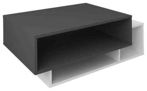 Konferenční stolek Runila 80x50 cm, bílá/antracit - bílá/antracitová, Moderní, kompozitní dřevo (88/50/35cm) - MID.YOU