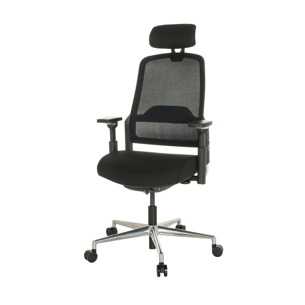 Drehstuhl Teraro Ax - Silberfarben/Schwarz, Basics, Kunststoff/Textil (65/111-126/61cm) - MID.YOU