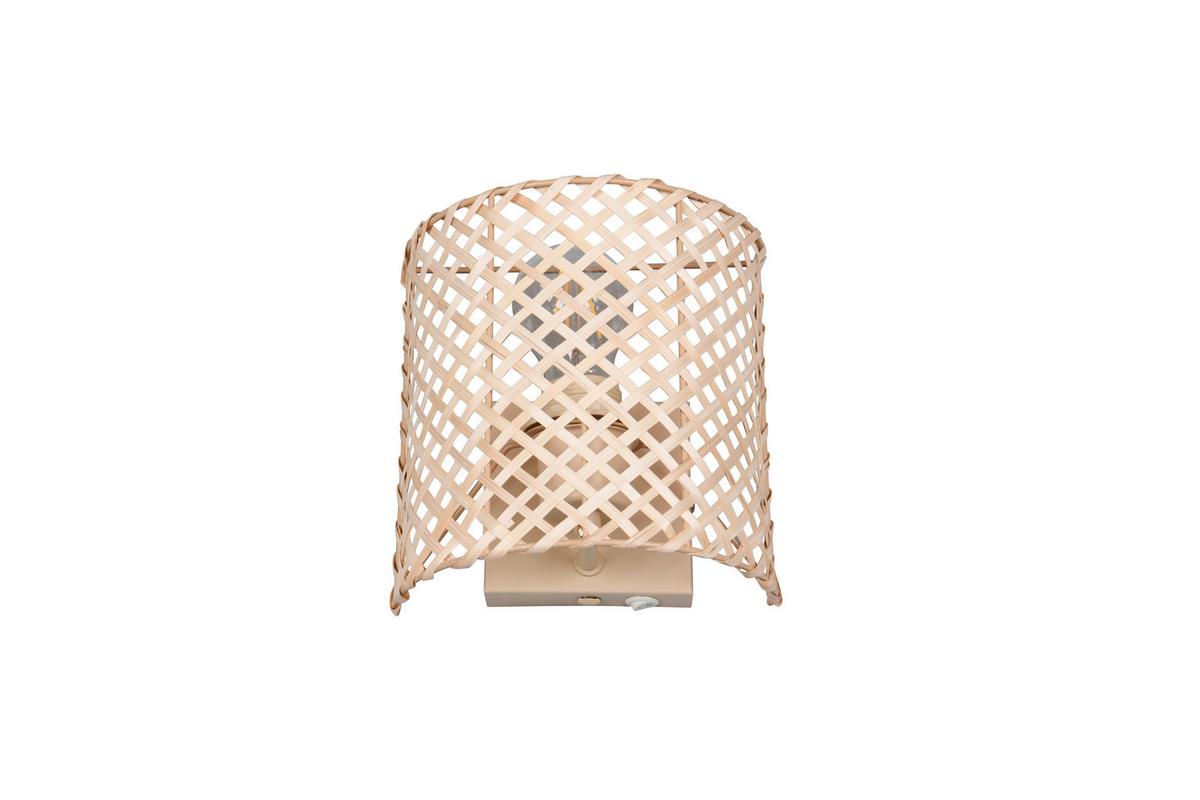 Wandleuchte Bina Naturfarben Beige B: 19 cm - Beige/Naturfarben, Natur, Naturmaterialien/Metall (19/19/10,5cm)