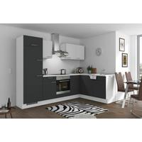 Eckküche Pn 80 mit Geräten 275x175 cm Grafit/Weiß - Graphitfarben/Weiß, Trend, Holzwerkstoff (275/175cm) - Pino