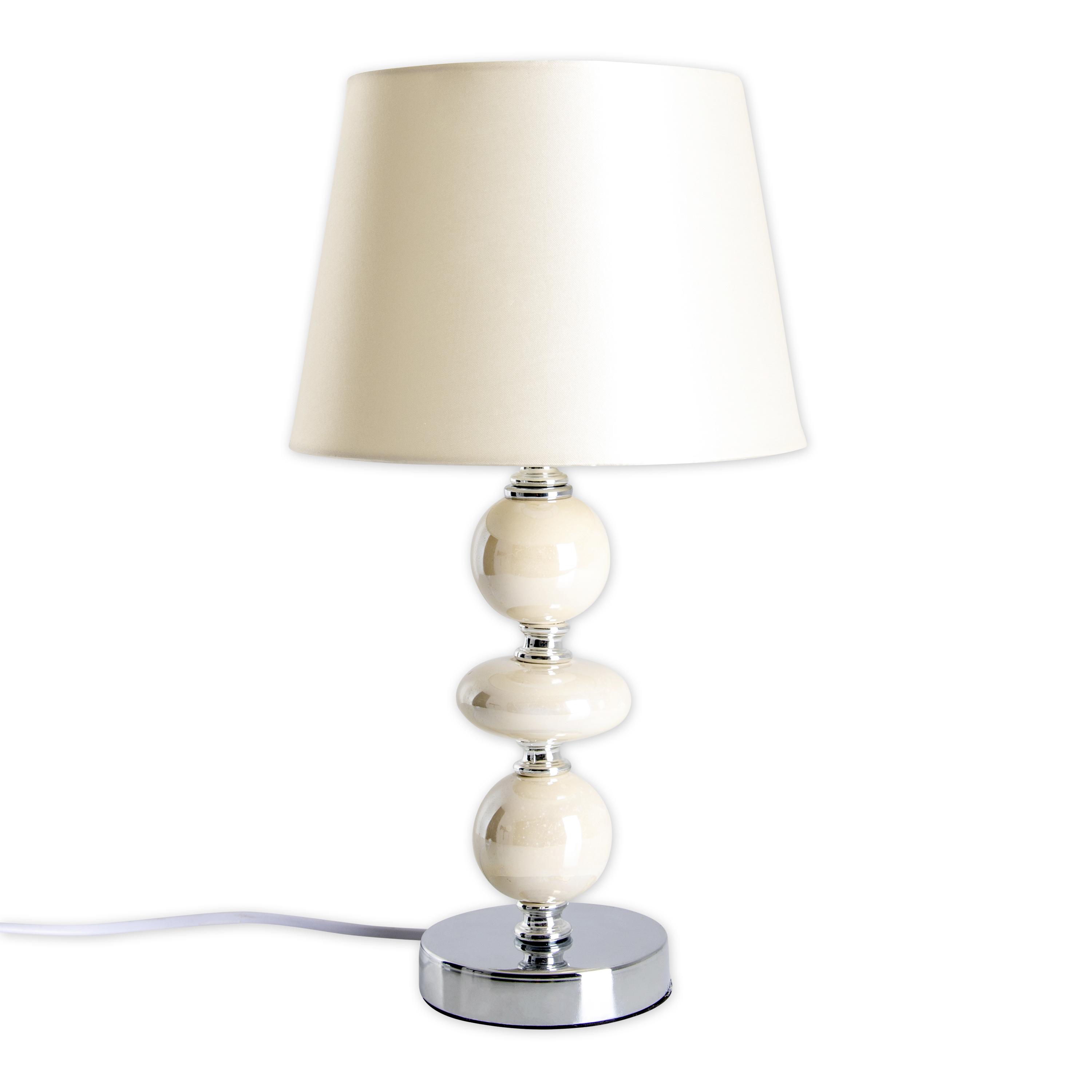 Tischlampe Chromfarben/Beige mit Kippschalter