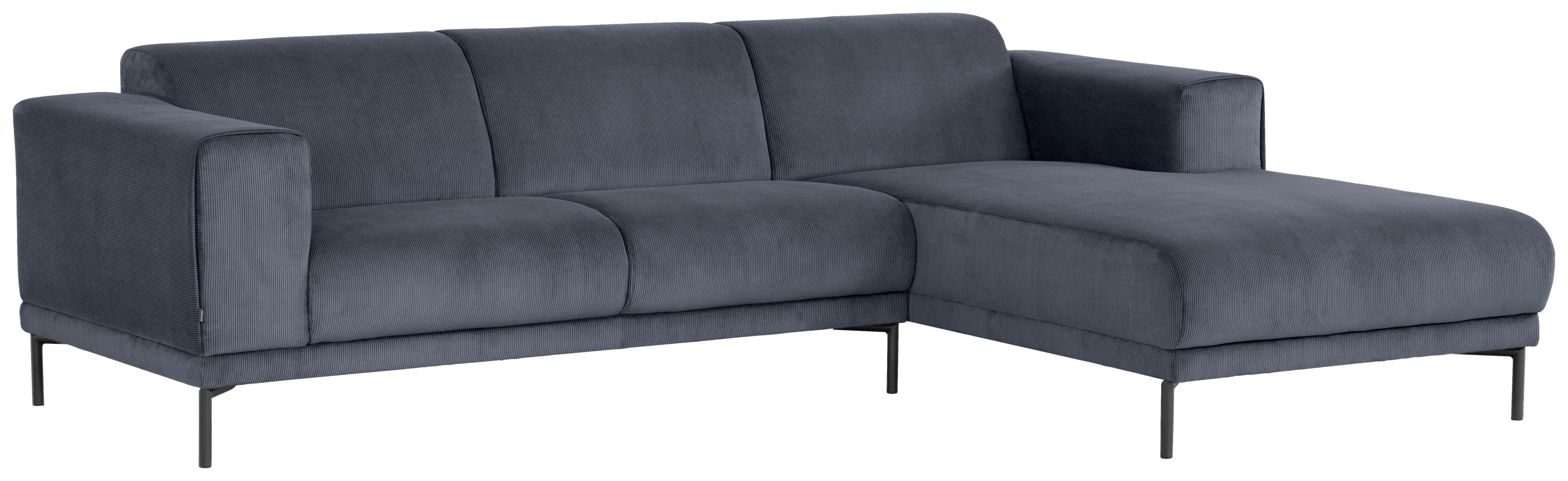 Ecksofa Erno Graublau S: 262 cm - Graublau/Schwarz, Design, Textil (262/183cm) - MID.YOU