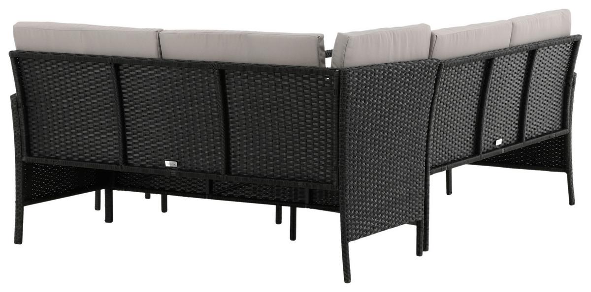 Loungegarnitur 4-Tlg Knock Kunststoff mit Kissen - Schwarz/Grau, KONVENTIONELL, Kunststoff - Gardenson